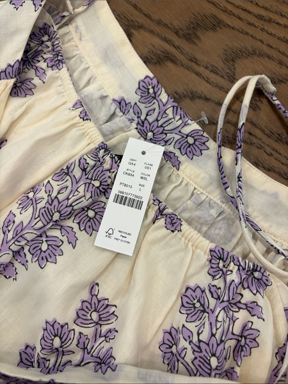 J Crew Women's Cream Maxi dress with Lavender Floral Print - Picture 3 of 3